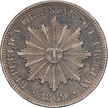 Uruguay, 4 Centesimos, 1869, Birmingham, Cobre, MBC+
