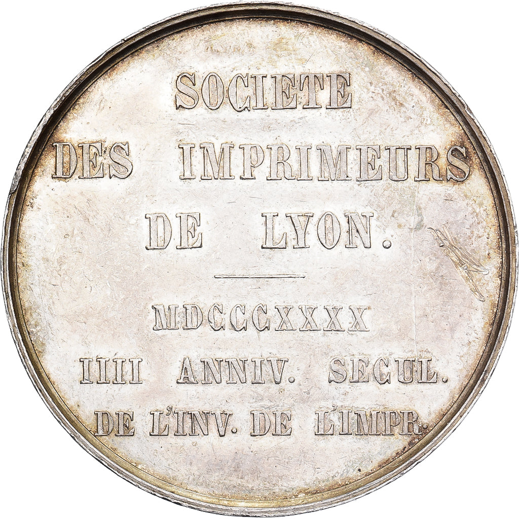 France, Jeton, Société des Imprimeurs de Lyon, 1840, Argent, SUP+