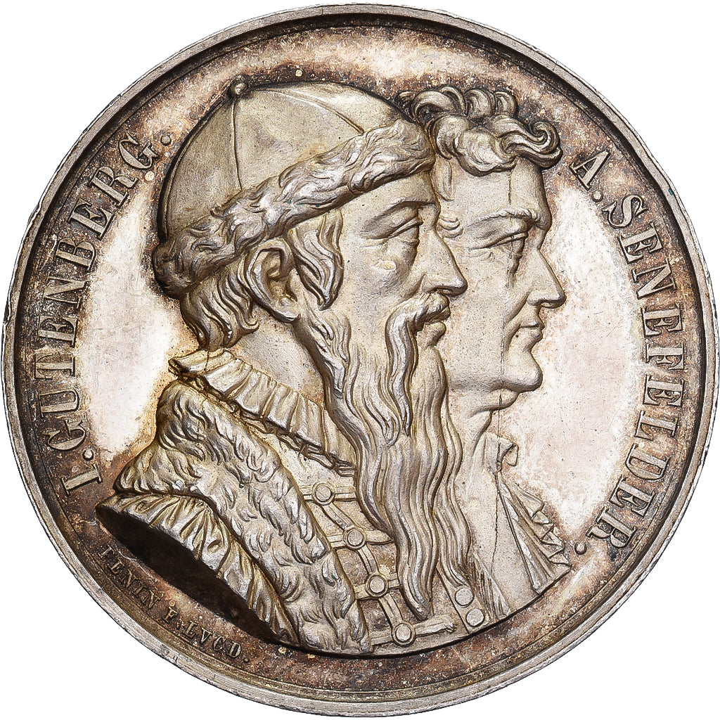 France, Token, Société des Imprimeurs de Lyon, 1840, Silver, MS(60-62)