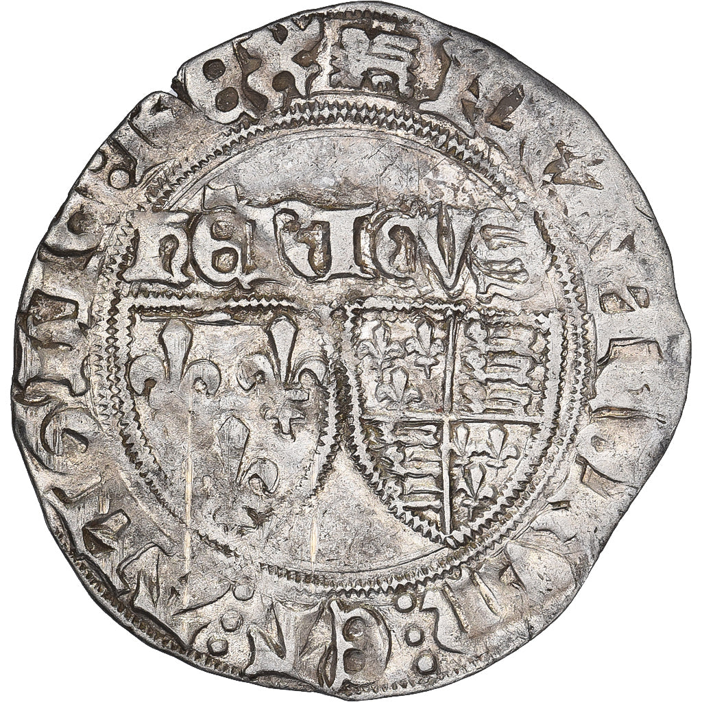 Francia, Henry VI, Blanc aux Écus, 1422-1449, Rouen, Biglione, BB+