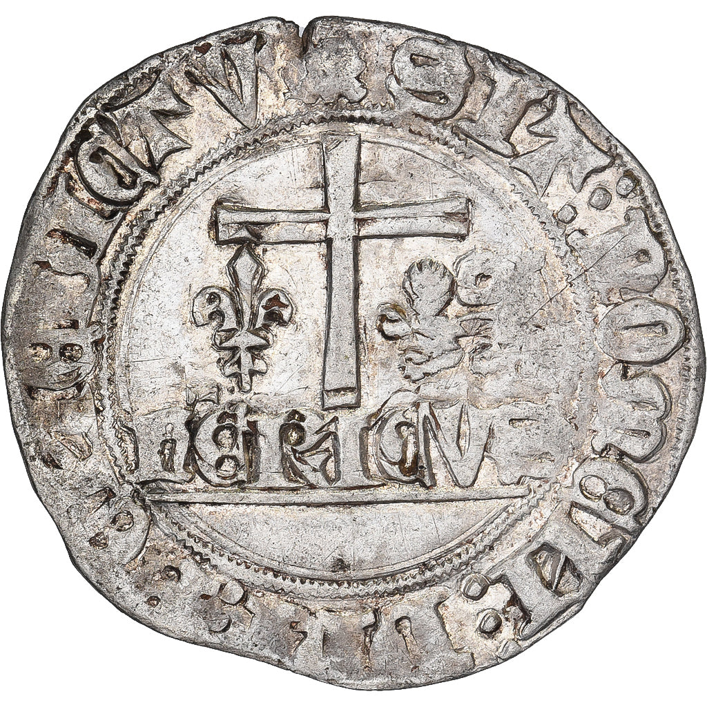 Francia, Henry VI, Blanc aux Écus, 1422-1449, Rouen, Biglione, BB+