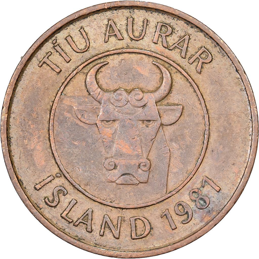 IJsland, 10 Aurar, 1981, Bronzen, ZF