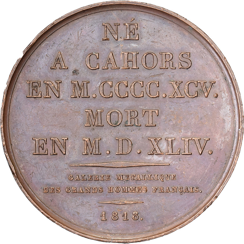 France, Medal, Clément Marot, Galerie Métallique, 1818, Bronze, Gayrard