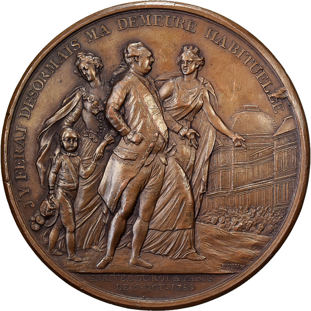Francia, medaglia, Louis XVI, Constitution, Arrivée du Roi à Paris, 1789