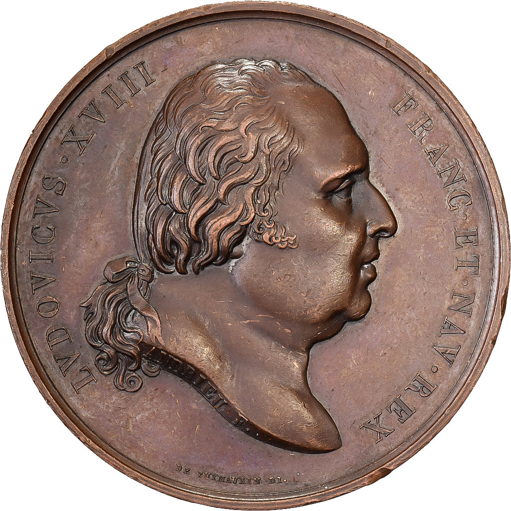 France, Medal, Entrée de Louis XVIII à Paris, 1814, Bronze, Andrieu, AU(55-58)