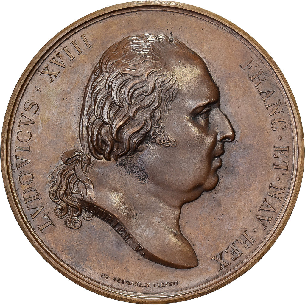 França, medalha, Luís XVIII, Creusement des Canaux, 1822, Bronze, Andrieu