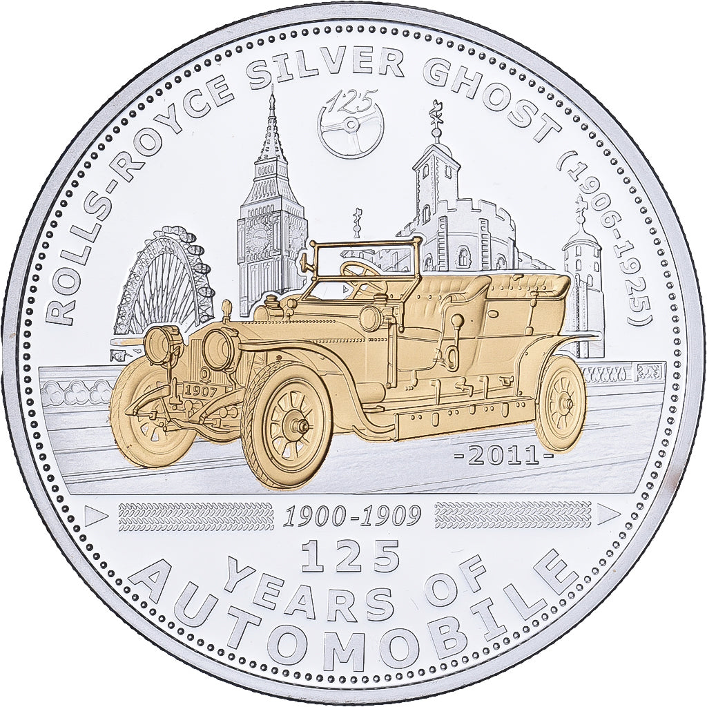 Palau, 5 Dollars, Rolls-Royce Silver Ghost, 125 Years of Automobile, 2011