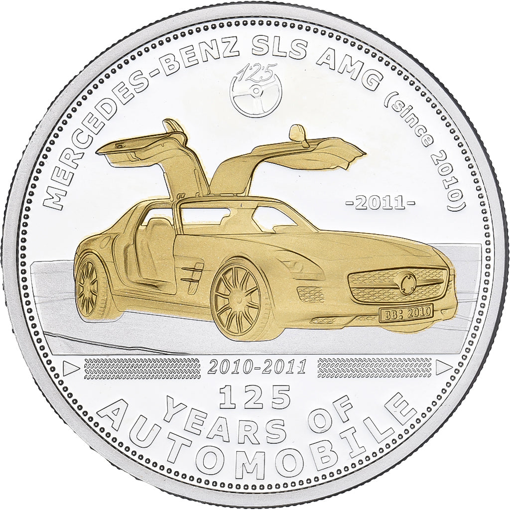 Palau, 5 Dollars, Mercedes-Benz SLS AMG, 125 Years of Automobile, 2011, PP