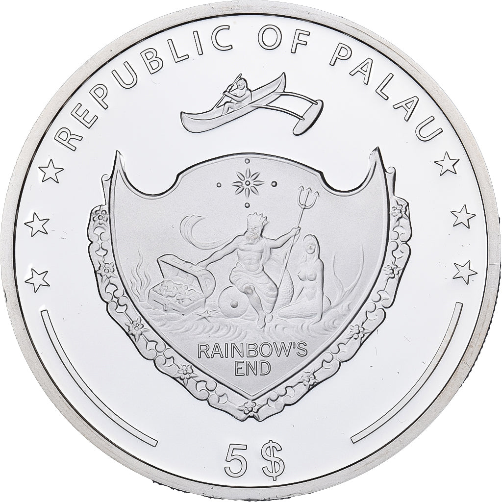 Palau, 5 Dollars, BMW 507, 125 Years of Automobile, 2012, FS, Argento, FDC