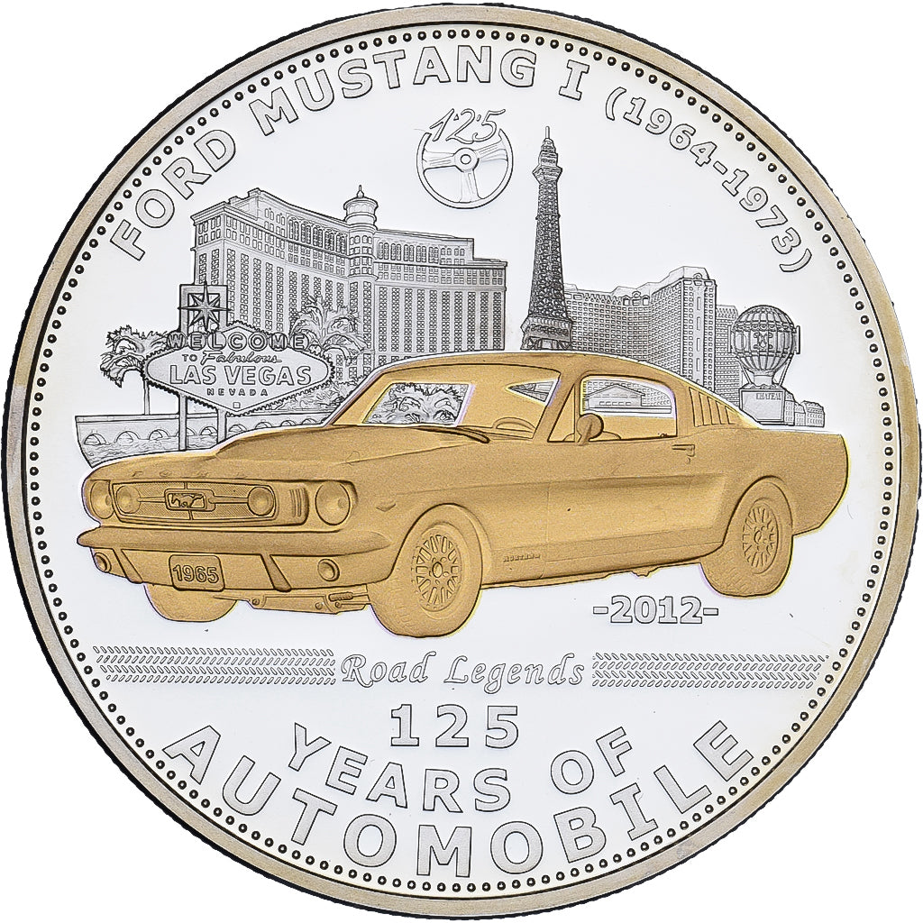 Palau, 5 Dollars, Ford Mustang, 125 Years of Automobile, 2012, Proof, Prata