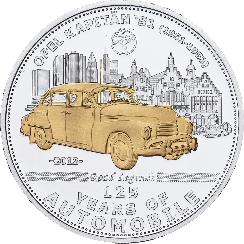 Palau, 5 Dollars, Opel Kapitän 51, 125 Years of Automobile, 2012, FS, Argento