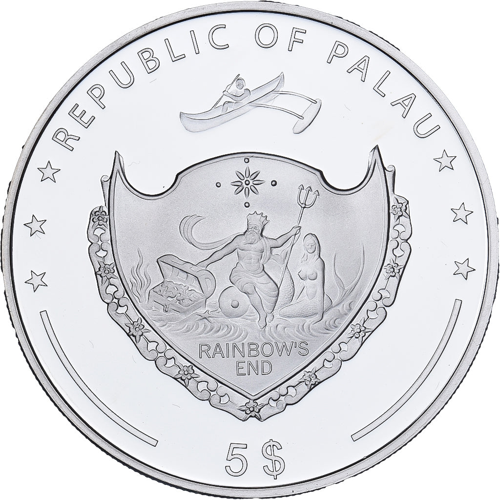 Palau, 5 Dollars, Opel Kapitän 51, 125 Years of Automobile, 2012, FS, Argento