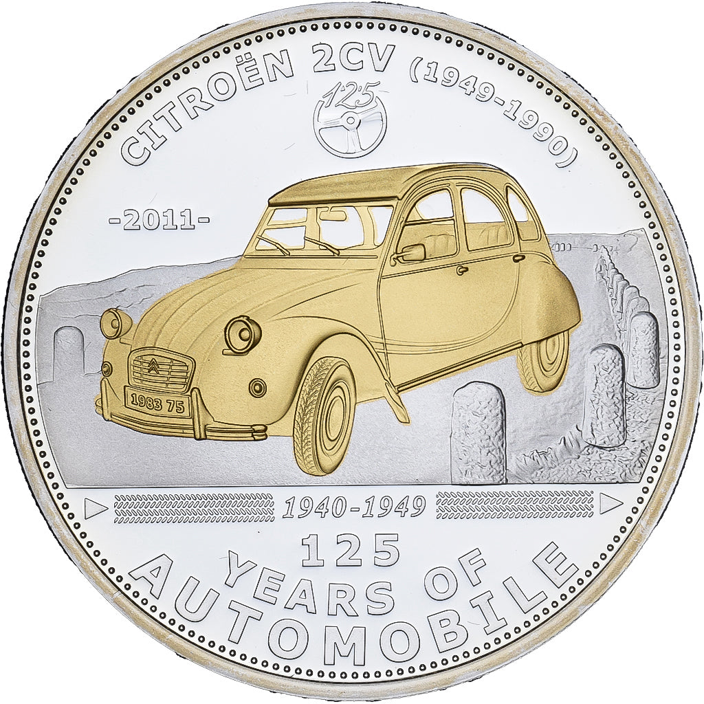 Palau, 5 Dollars, Citroën 2 CV, 125 Years of Automobile, 2011, FS, Argento, FDC