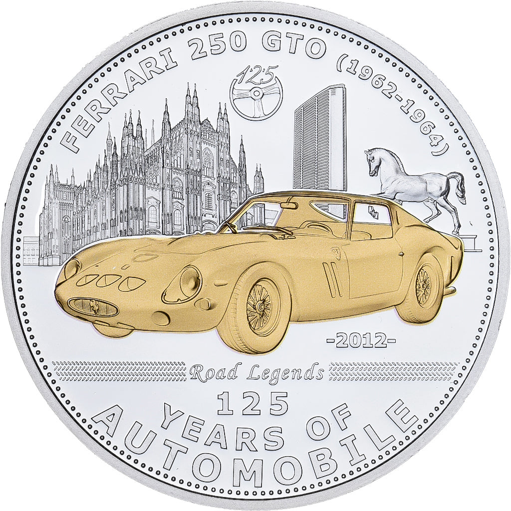 Palau, 5 Dollars, Ferrari 250 GTO, 125 Years of Automobile, 2012, Proof, Zilver