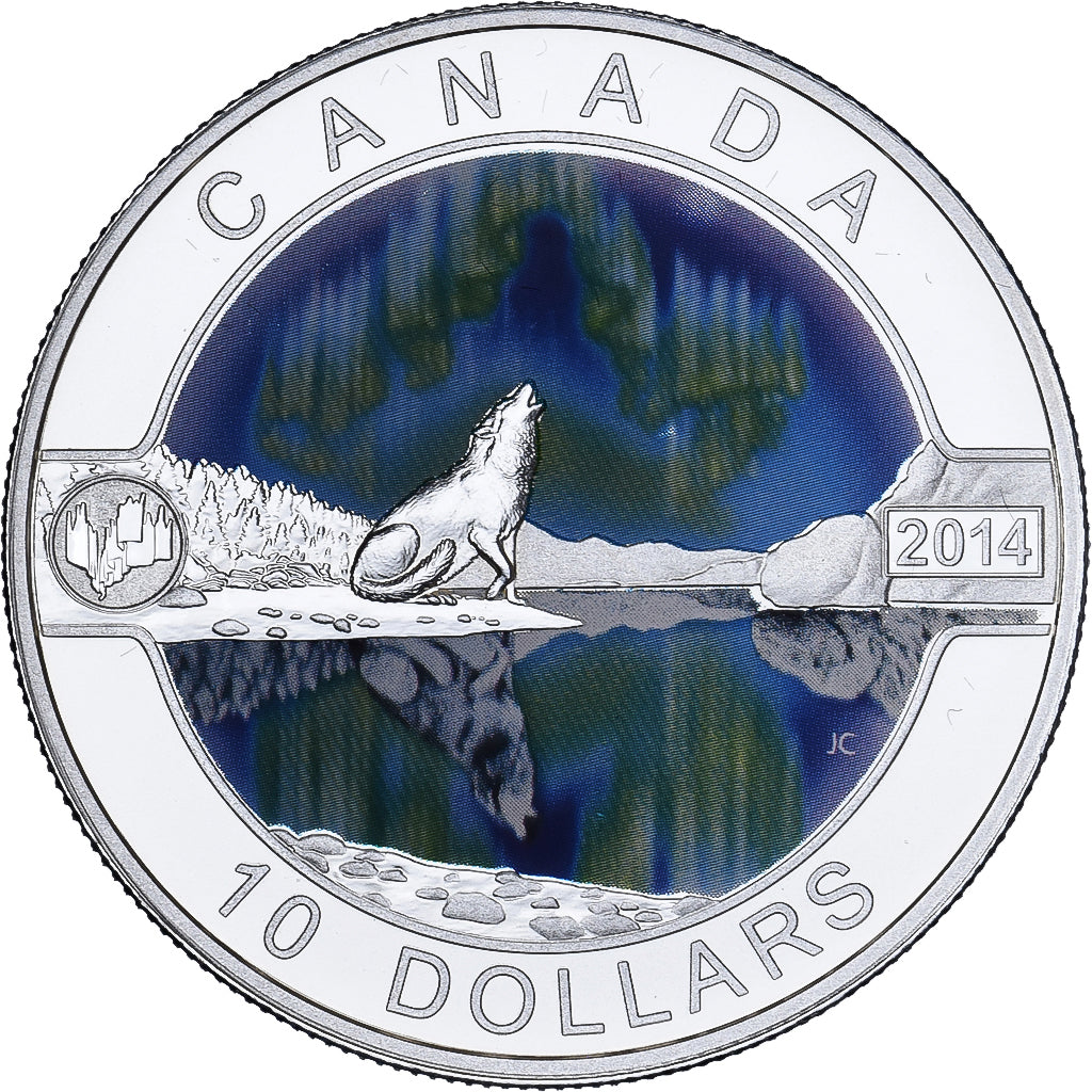 Canada, 10 Dollars, Northern Lights, 2014, Ottawa, Proof, Colorized, Zilver, FDC