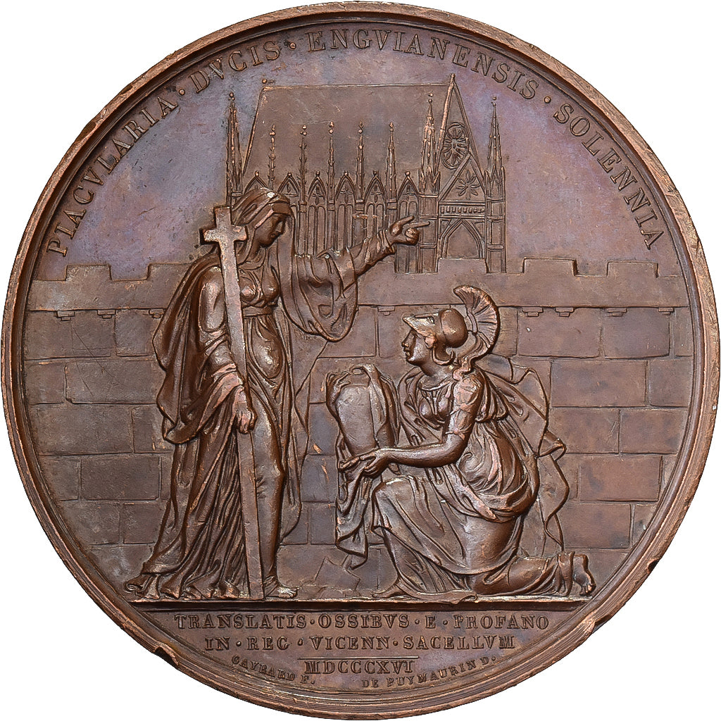 France, Médaille, Translation des restes du duc d'Enghien à Vincennes, 1815