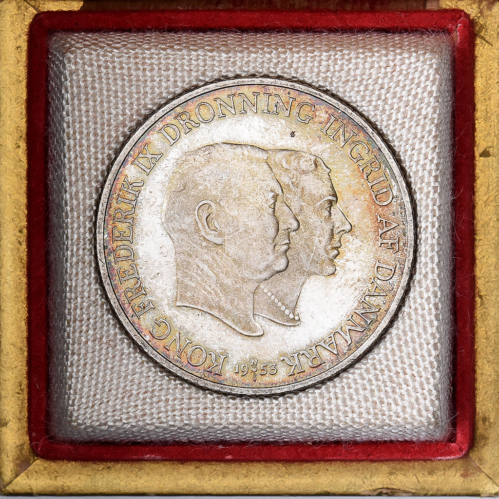 Dinamarca, Frederik IX, 2 Kroner, Greenland Campaign, 1953, Copenhagen, Prata