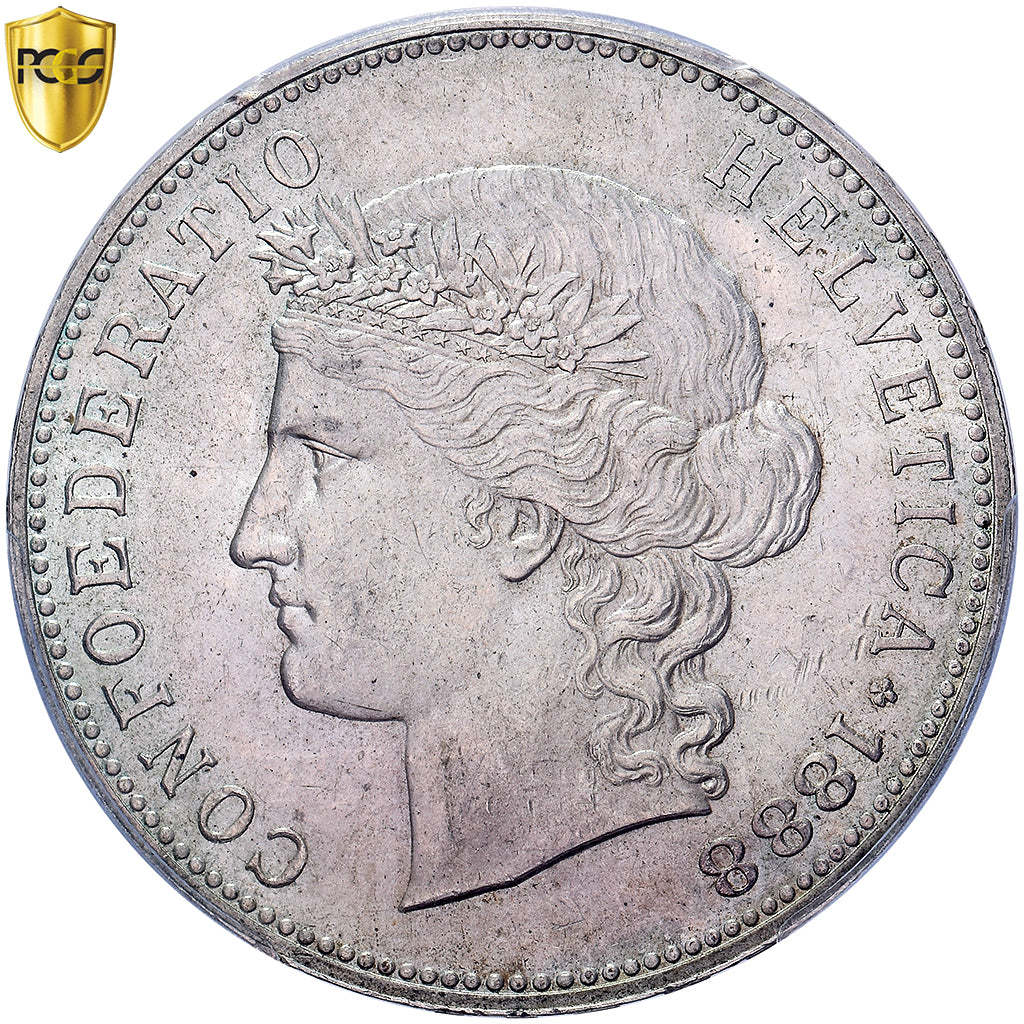 Suisse, Confédération Helvétique, 5 Francs, 1888, Bern, Argent, PCGS, Cleaned
