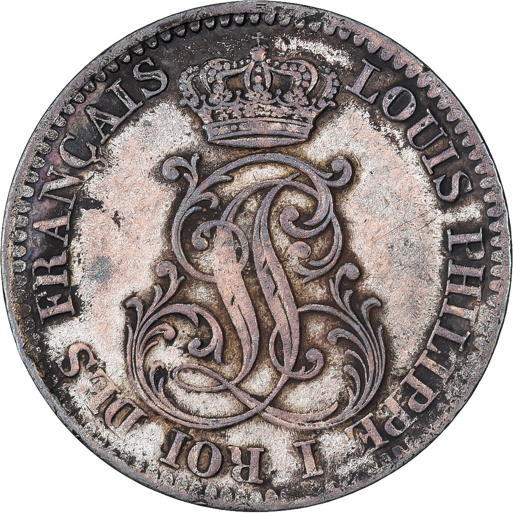 GUJANA FRANCUSKA, Louis Philippe I, 10 Cent, 1846, Paris, Bilon, AU(50-53)