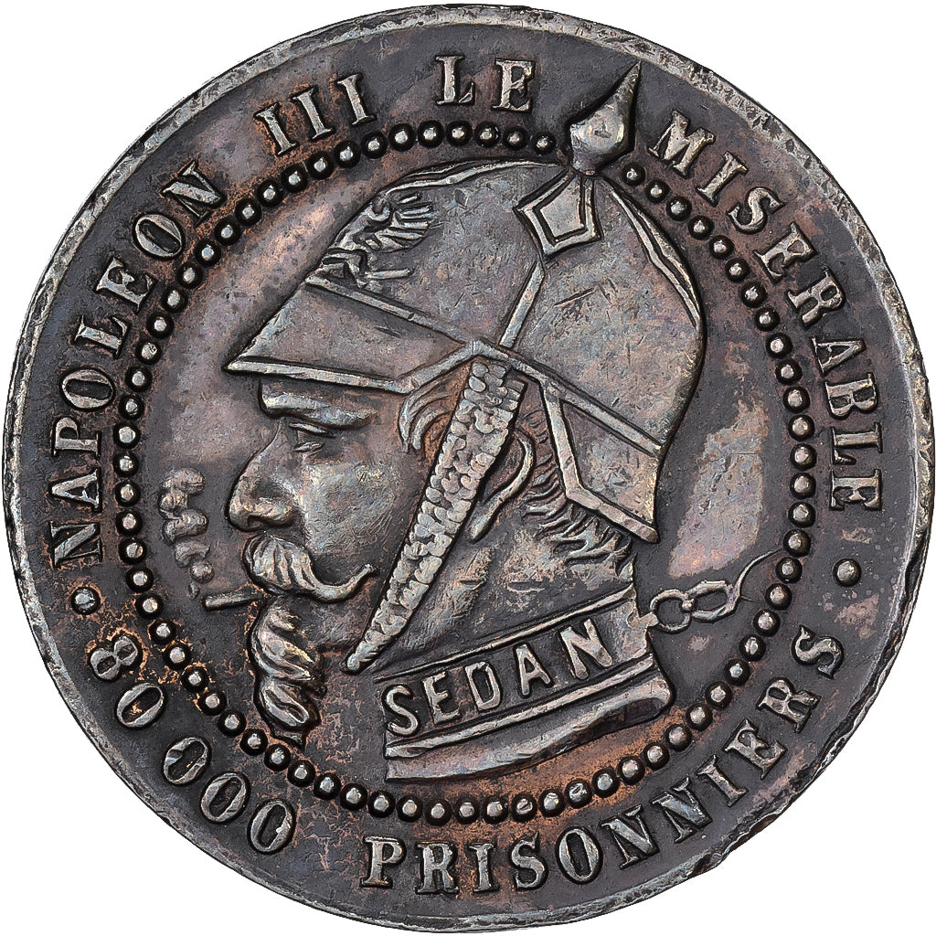 France, Monnaie satirique, Napoléon III, Sedan, n.d., Copper, AU(55-58)