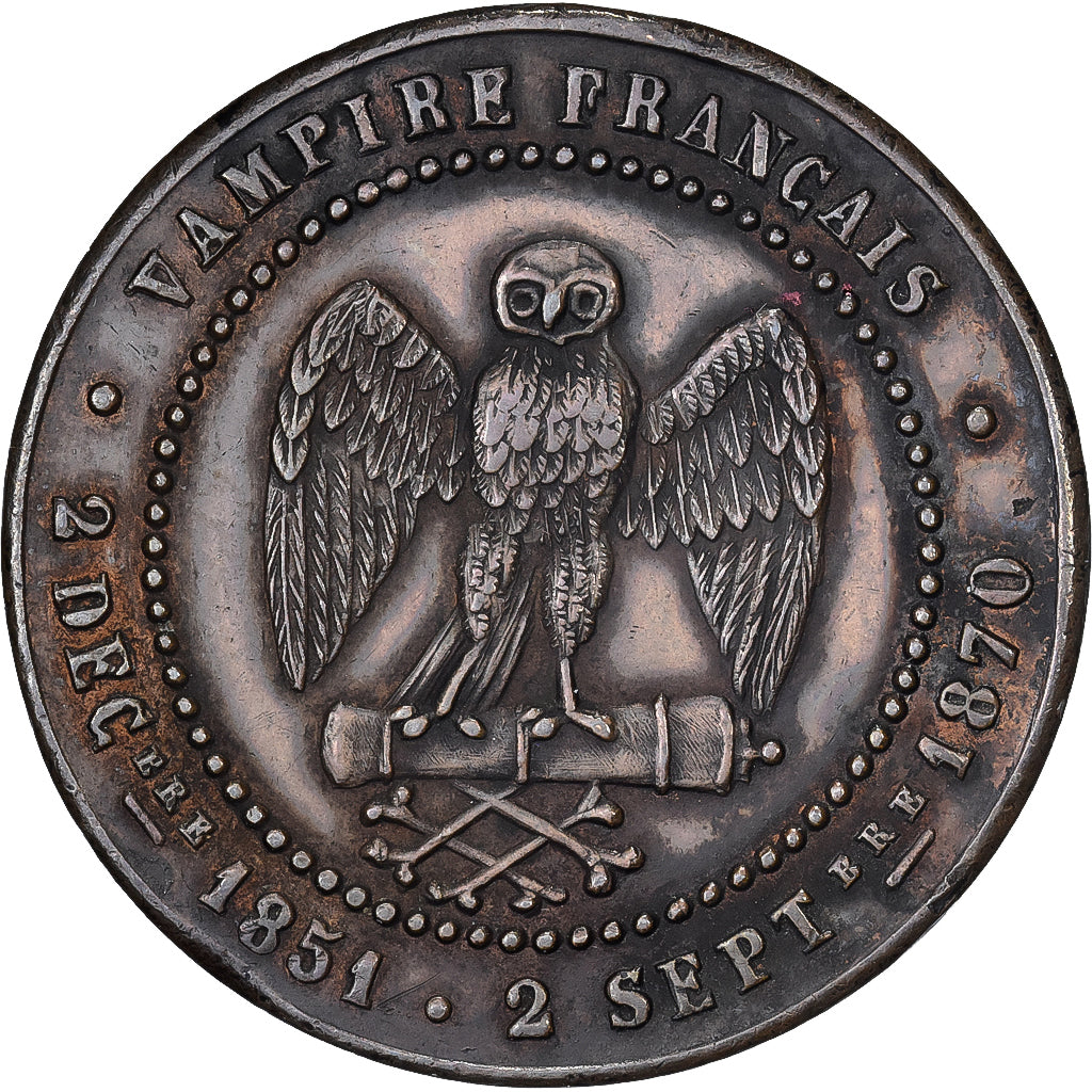 France, Monnaie satirique, Napoléon III, Sedan, n.d., Copper, AU(55-58)