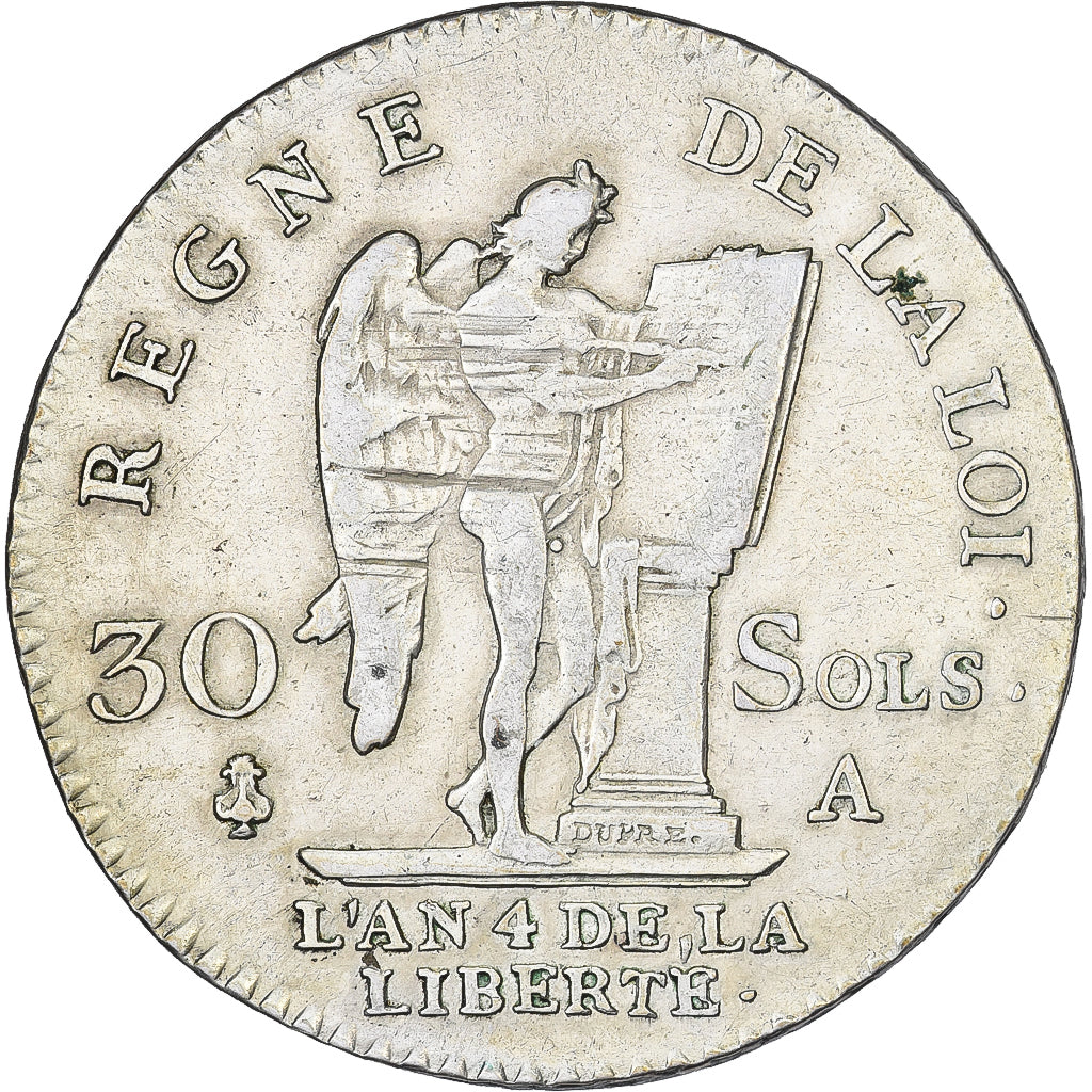 Frankreich, Louis XVI, 30 Sols, 1792 / AN 4, Paris, Silber, SS, Gadoury:39