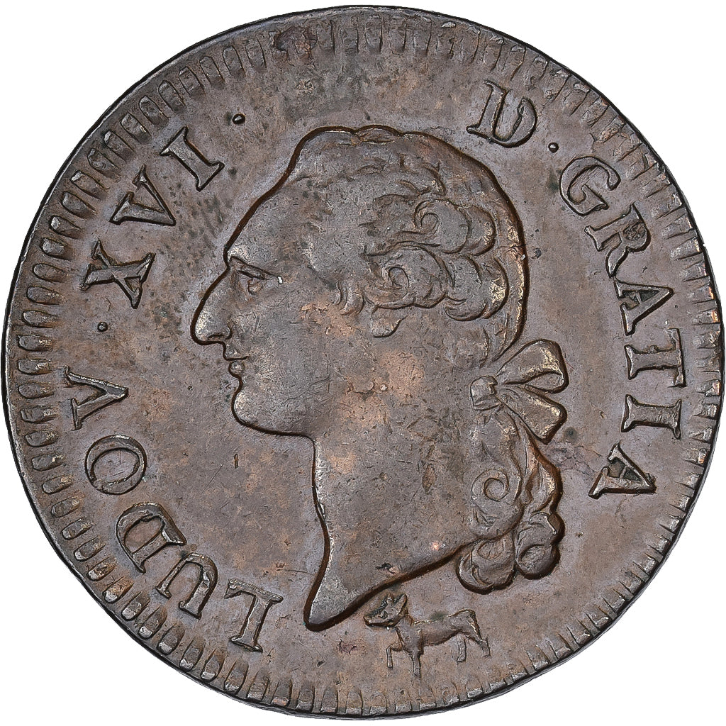 France, Louis XVI, Sol, 1782, Orléans, Cuivre, TTB+, Gadoury:350