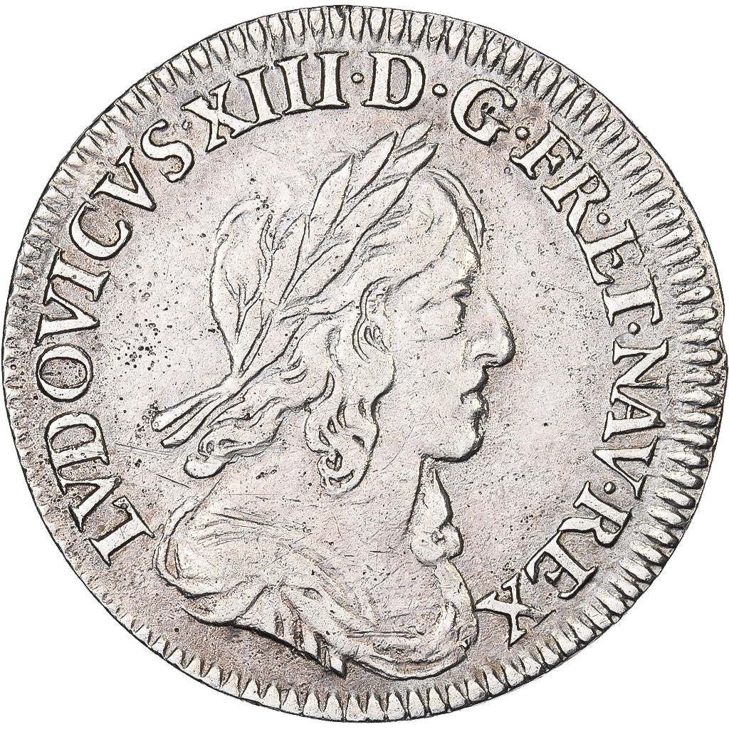 Francja, Louis XIII, 1/12 Ecu, 1643, Paris, rose, Srebro, AU(50-53)