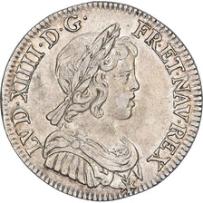 Francia, Louis XIV, 1/4 Écu à la mèche courte, 1643, Paris, Plata, MBC+