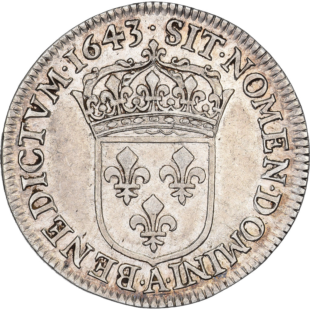 Frankreich, Louis XIV, 1/4 Écu à la mèche courte, 1643, Paris, Silber, SS+