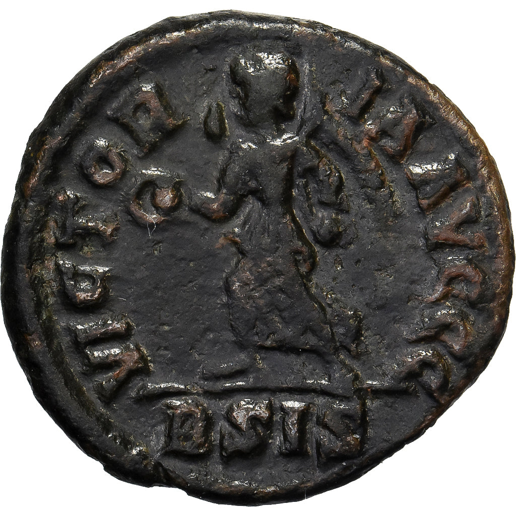 Valentinian II, Follis, 384-387, Siscia, Bronze, AU(50-53), RIC:39a