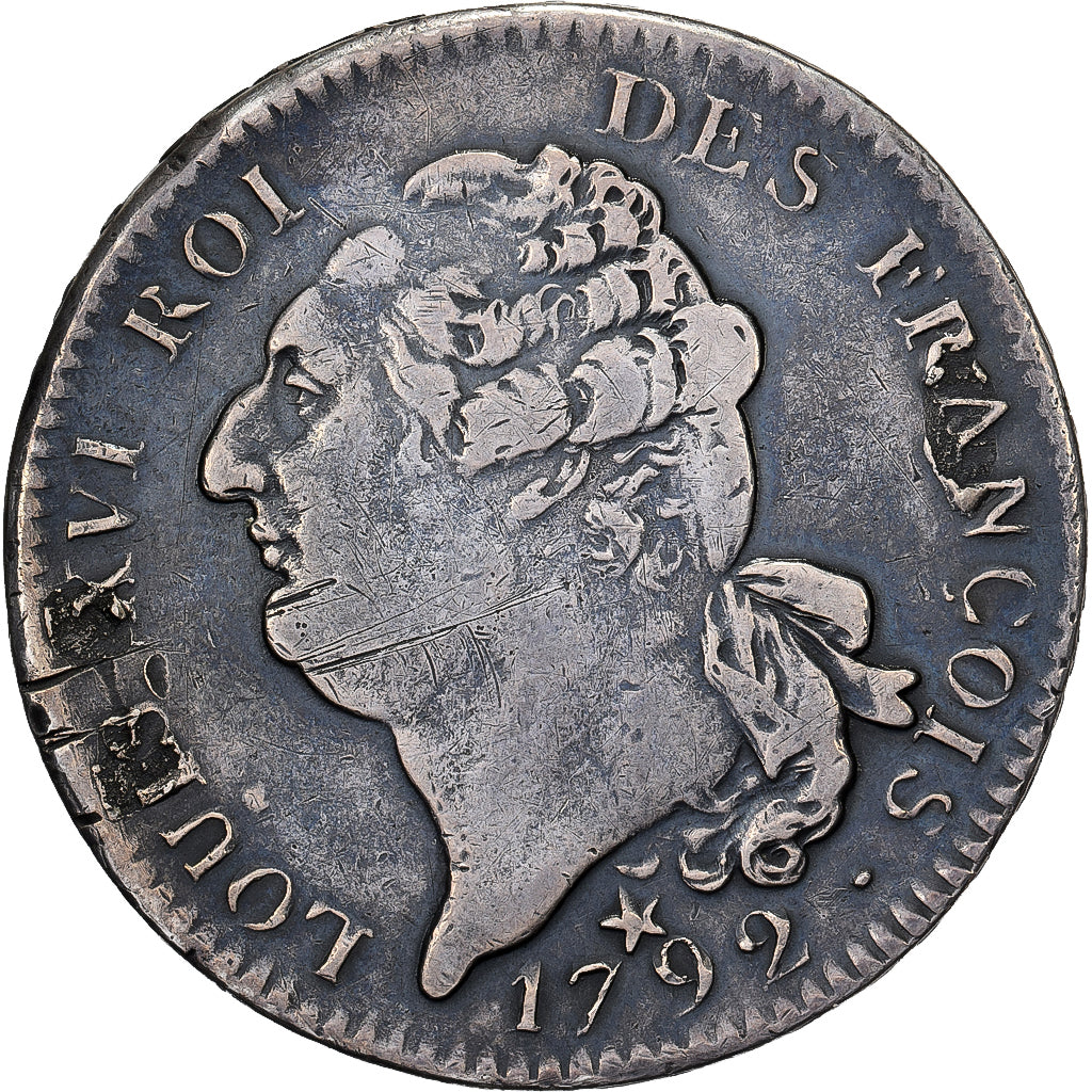 Frankreich, Louis XVI, Ecu de 6 Livres, Génie, 1792 / AN 4, Lille, Silber, SS