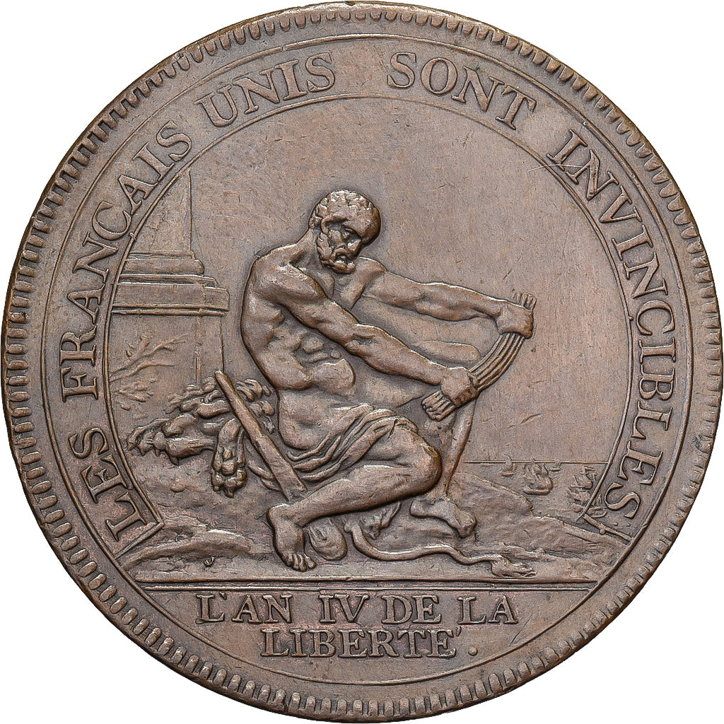 Frankreich, Monneron de 5 Sols, Hercule, 1792 / AN 4, Birmingham, Bronze, VZ