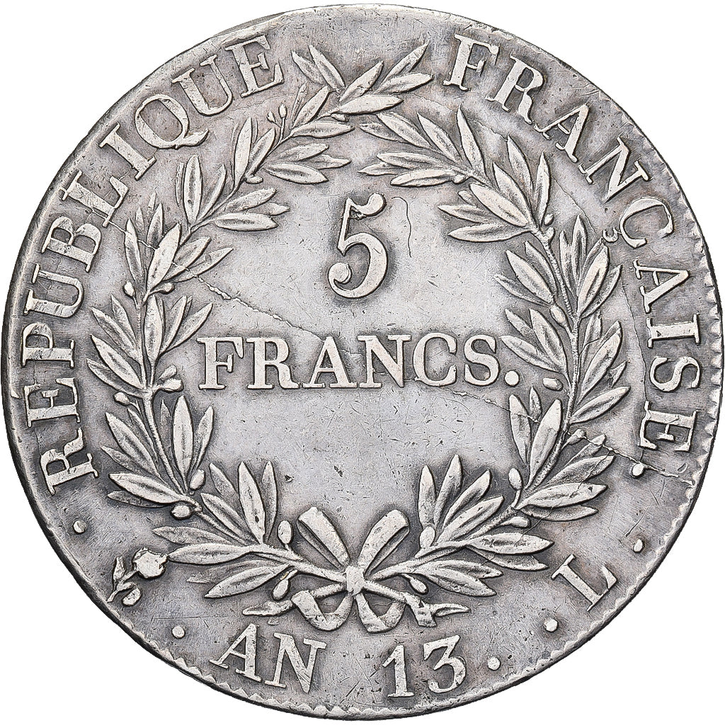 France, Napoleon I, 5 Francs, AN 13, Bayonne, Silver, AU(50-53), Gadoury:580