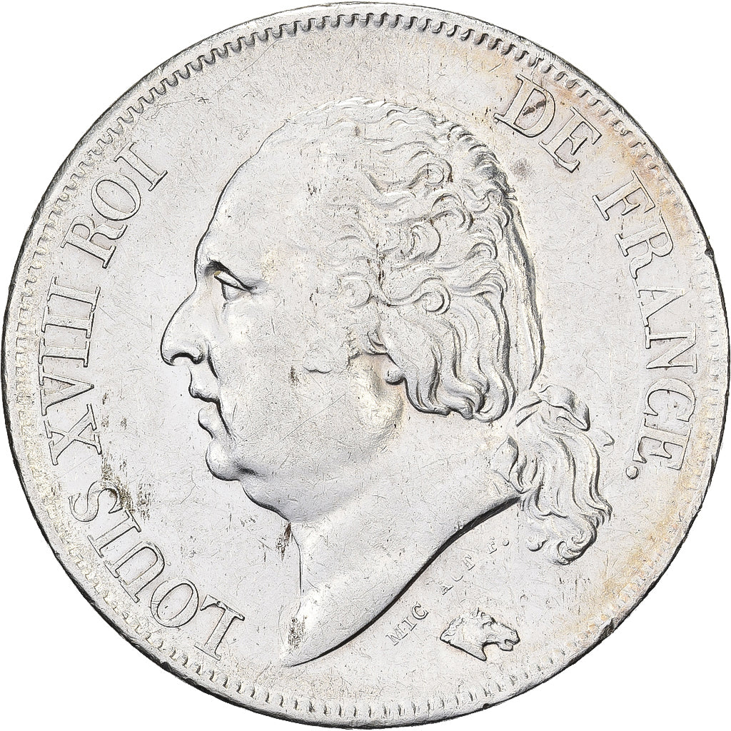 Francia, Louis XVIII, 5 Francs, 1822, Lille, Argento, BB+, Gadoury:614