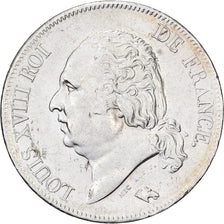França, Louis XVIII, 5 Francs, 1822, Lille, Prata, AU(50-53), Gadoury:614