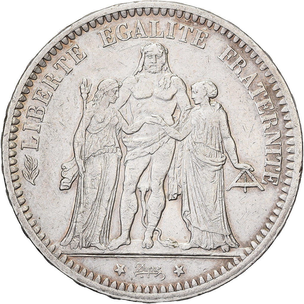 France, 5 Francs, Hercule, Camélinat, 1871, Paris, Silver, EF(40-45)