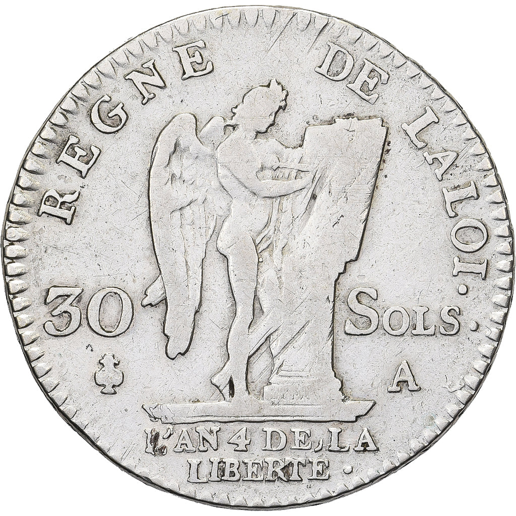 Frankreich, Louis XVI, 30 Sols, Génie, 1792 / AN 4, Paris, Silber, S