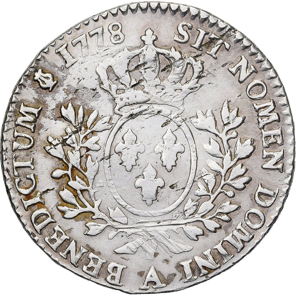 France, Louis XVI, 1/5 Écu aux branches d'olivier, 1778, Paris, Argent, TB+