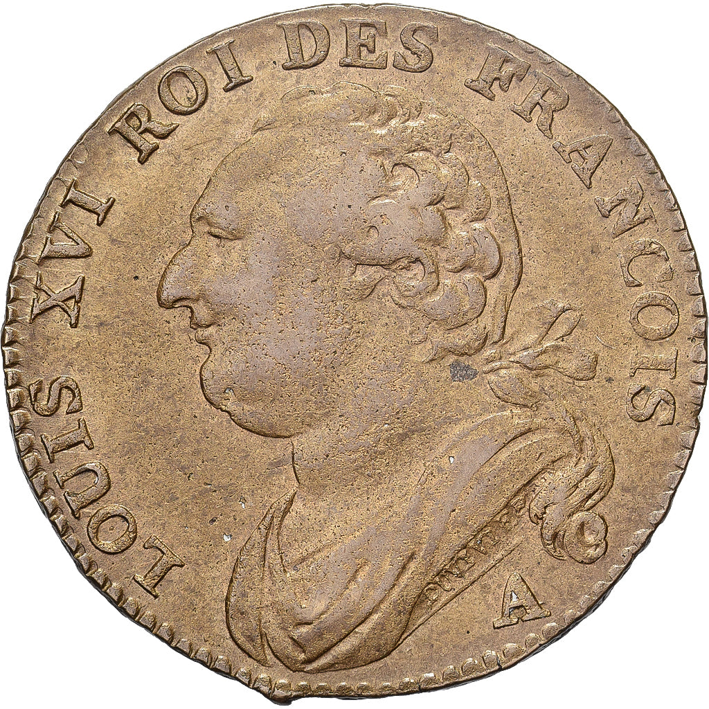 France, Louis XVI, 12 Deniers, 1791·3, Paris, Bronze, TB+, Gadoury:15