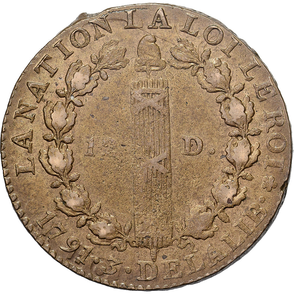 France, Louis XVI, 12 Deniers, 1791·3, Paris, Bronze, TB+, Gadoury:15