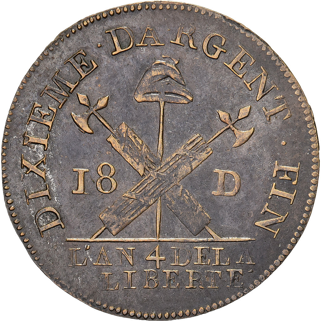 França, 18 Deniers, Caisse métallique, 1792 / AN 4, Lingote, AU(50-53)