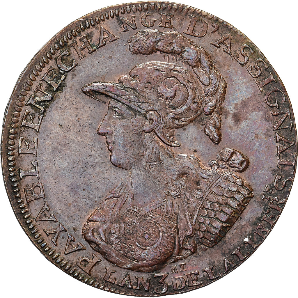 Frankreich, 2 Sols 6 Deniers, Six blancs de Montagny, 1791 / AN 3, Kupfer, SS+