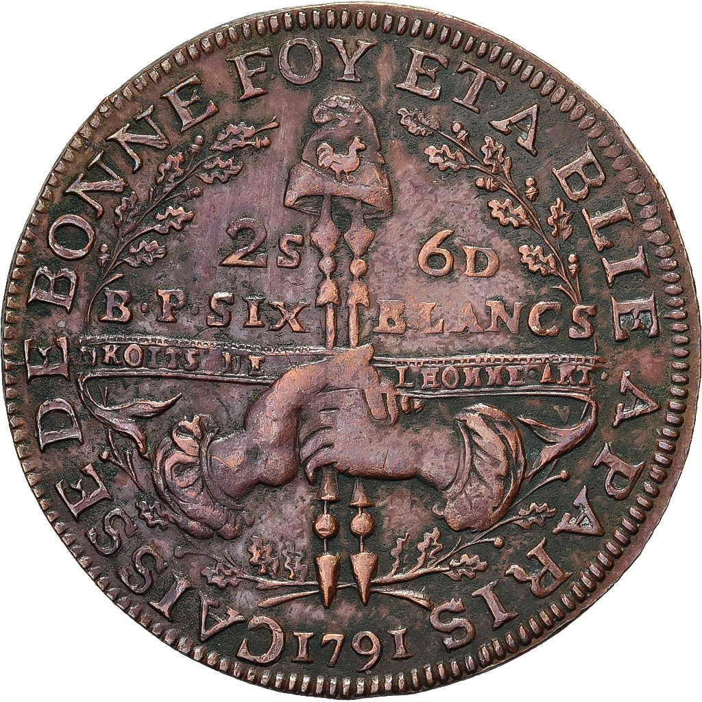 Frankreich, 2 Sols 6 Deniers, Six blancs de Montagny, 1791 / AN 3, Kupfer, SS+