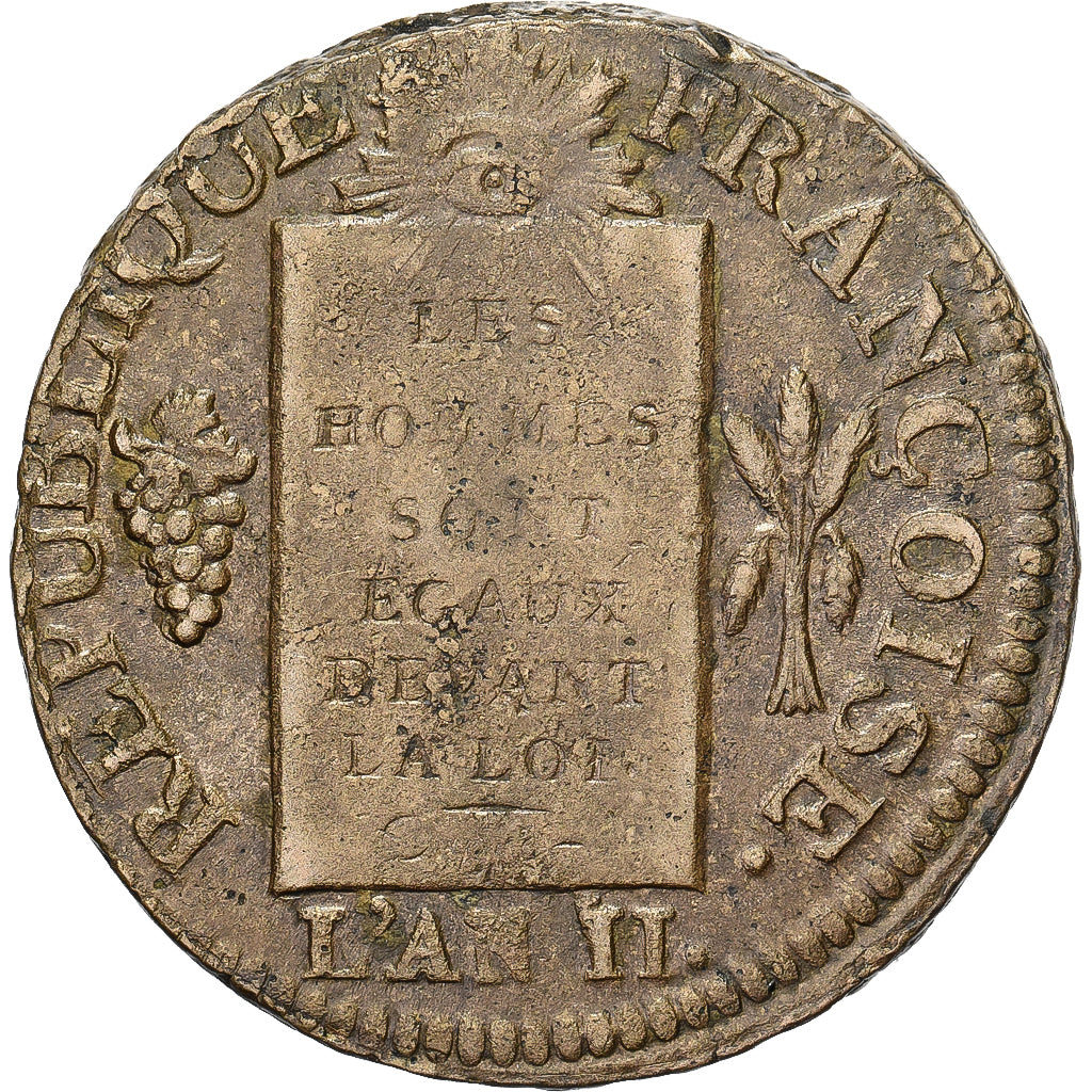 Frankreich, Sol aux Balances, 1793 / AN II, Dijon, Bronze, SS, Gadoury:19