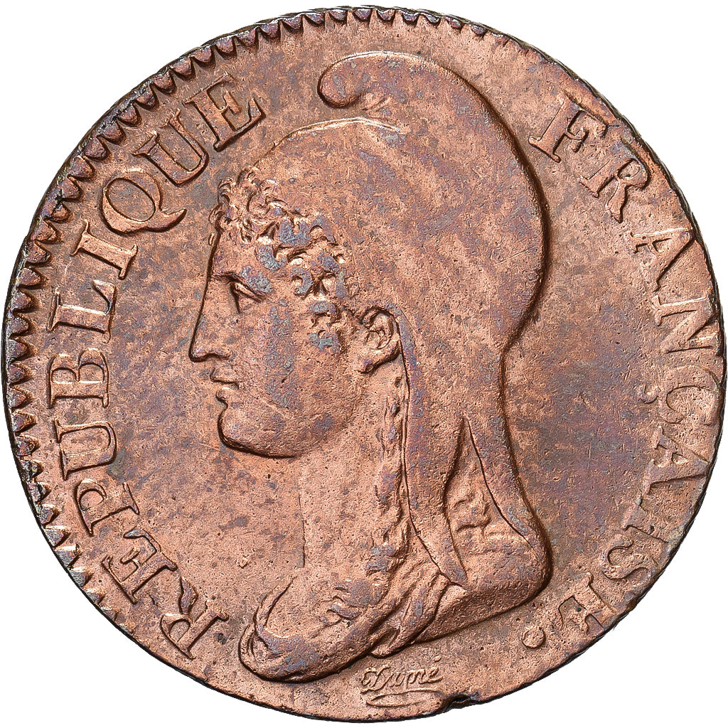 França, 5 Centimes, Dupré, AN 4, Paris, Cobre, AU(50-53), Gadoury:124