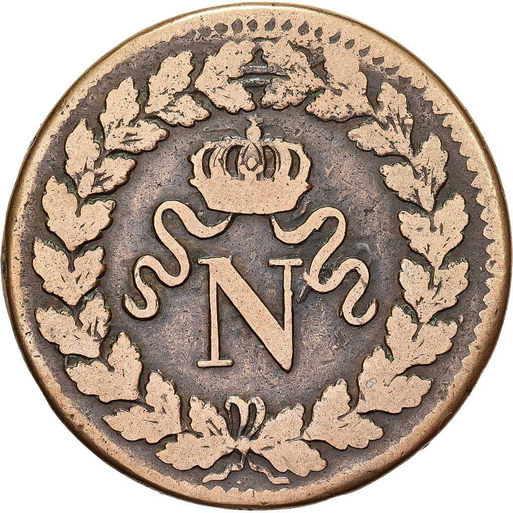 Francja, Napoleon I, 1 Décime, 1814, Strasbourg, Brązowy, VF(20-25)