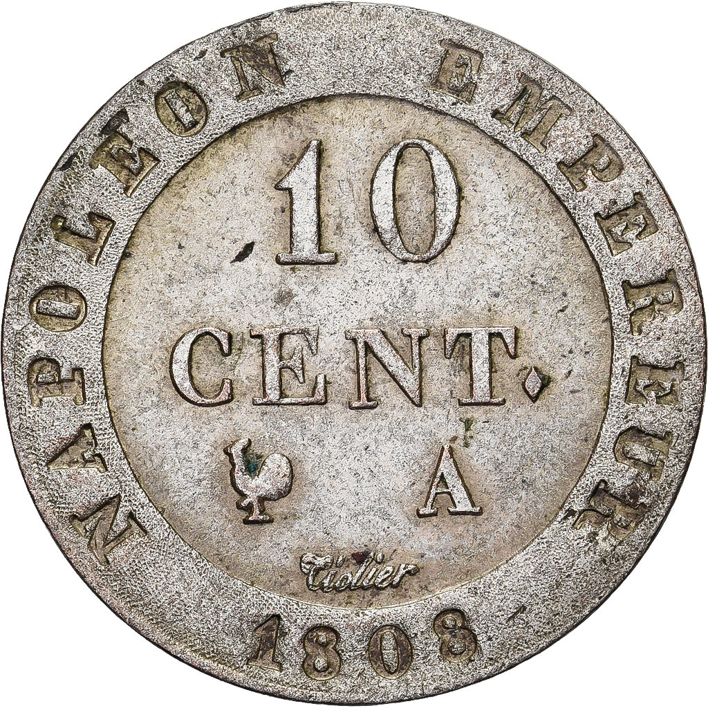 Frankrijk, Napoleon I, 10 Centimes, 1808, Paris, Billon, ZF, Gadoury:190