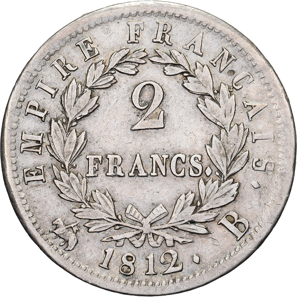Frankreich, Napoleon I, 2 Francs, 1812, Rouen, Silber, S+, Gadoury:500