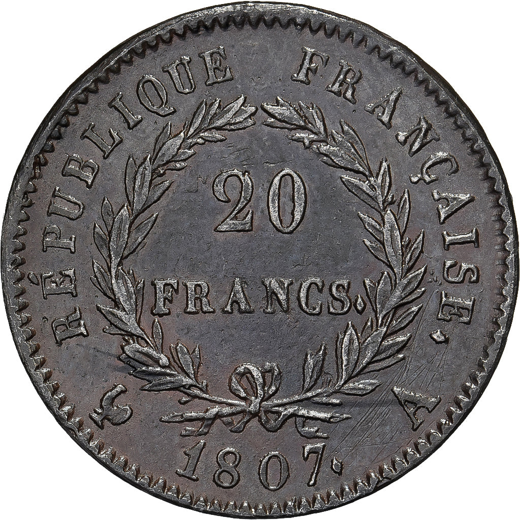 France, Napoléon Ier, 20 Francs, 1807, Paris, Faux d'époque, Étain bronzé
